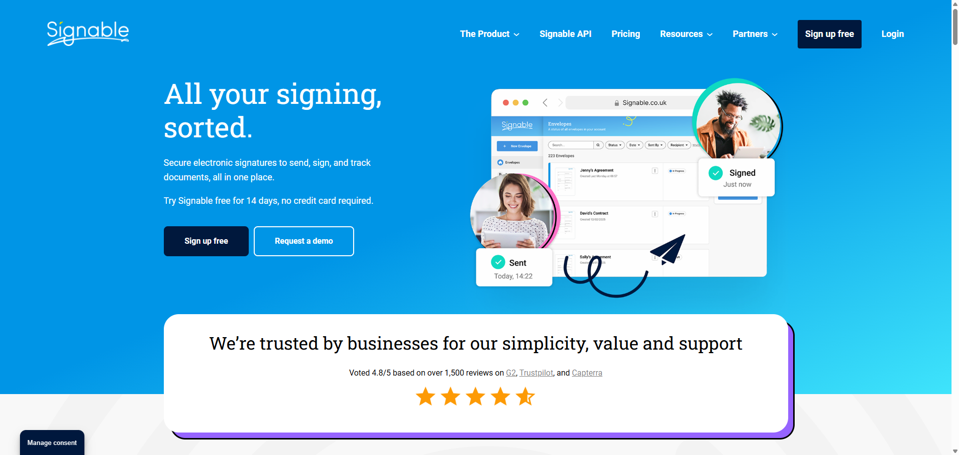 Signable product preview