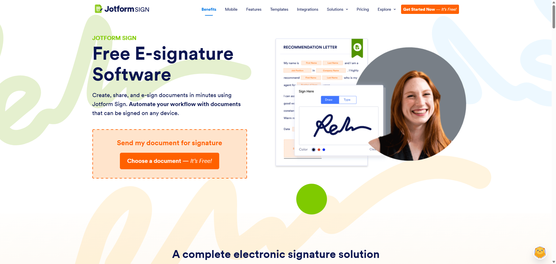 Jotform Sign product preview