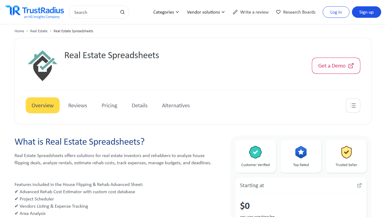 Real Estate Spreadsheets product preview