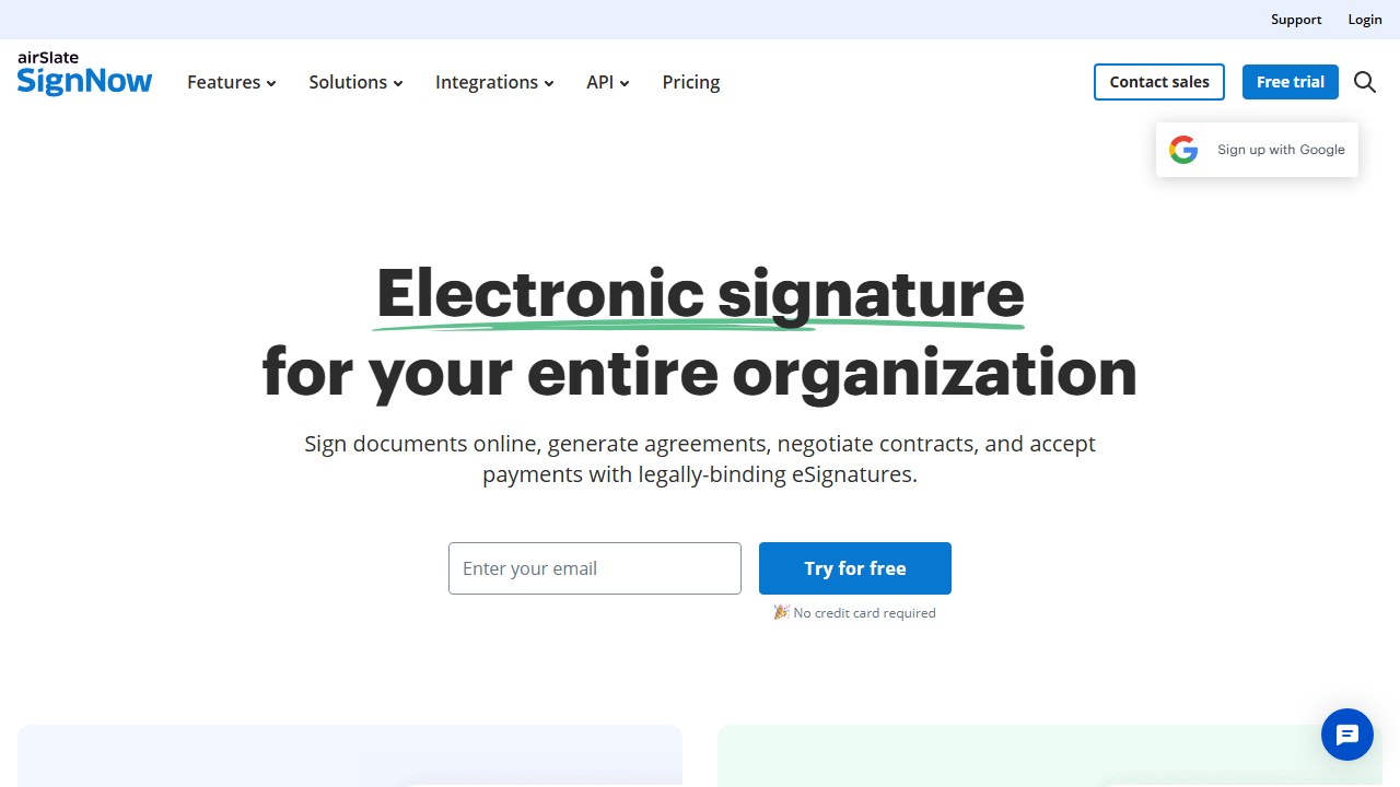 signNow product preview