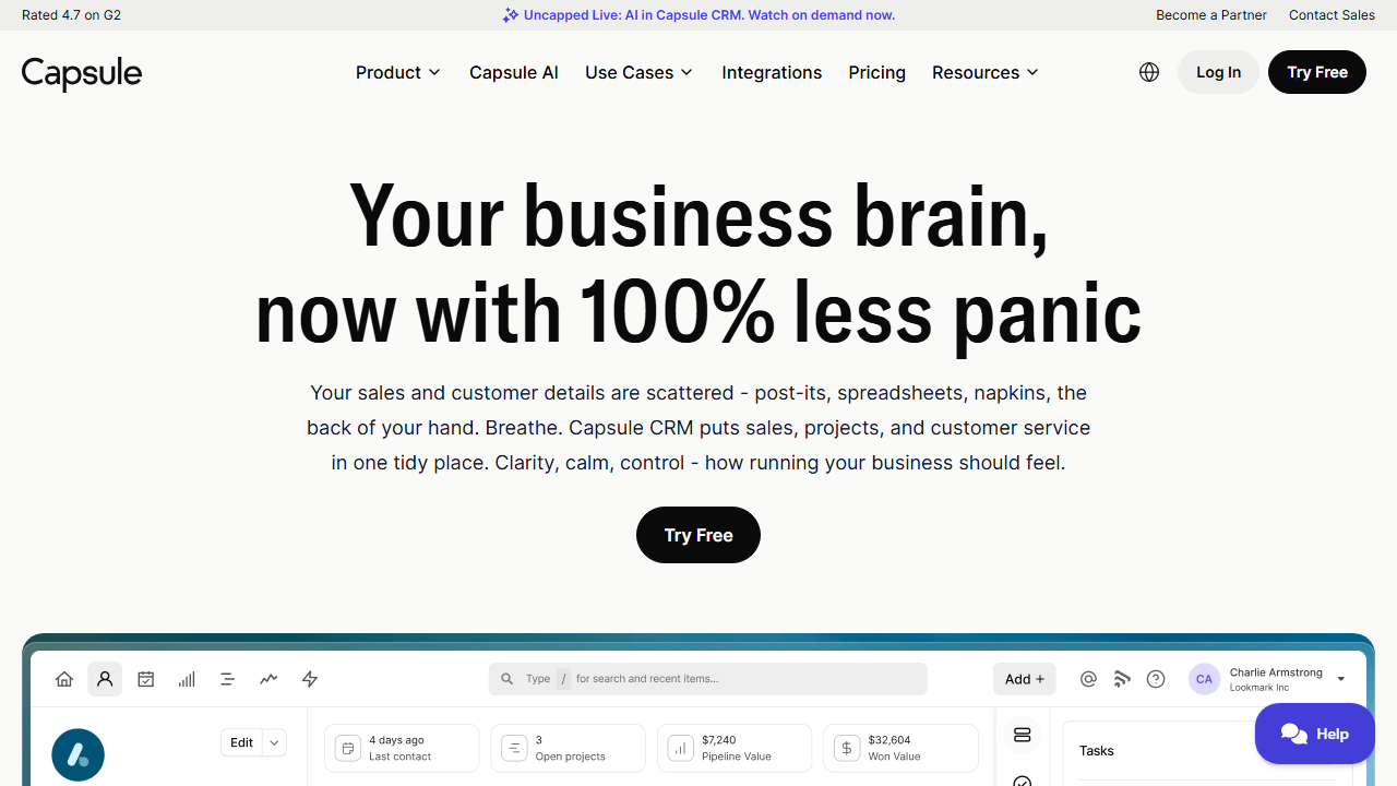 Capsule CRM product preview