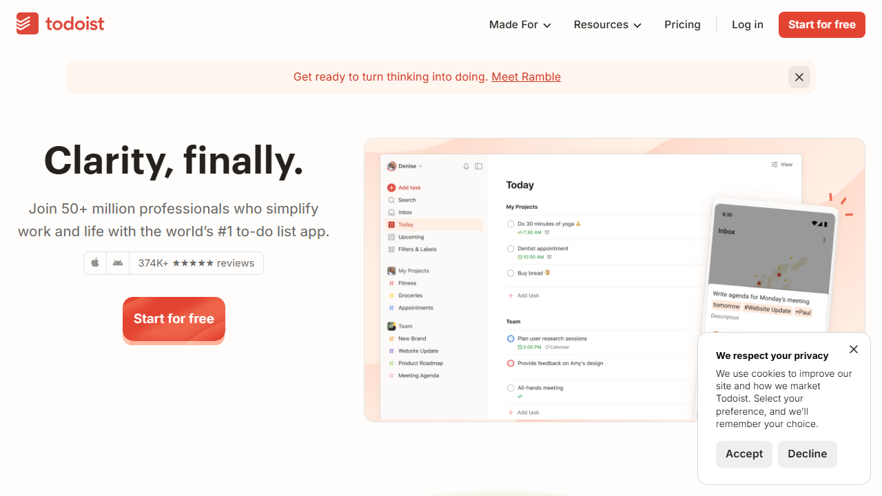 Todoist product preview