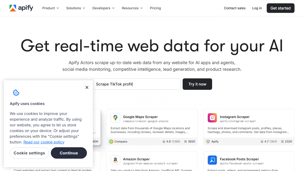 Apify product preview