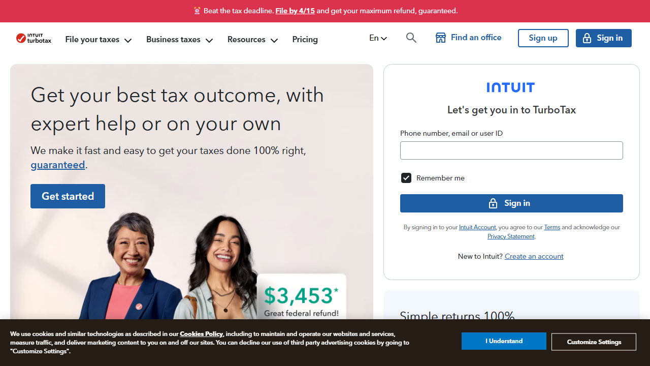TurboTax product preview