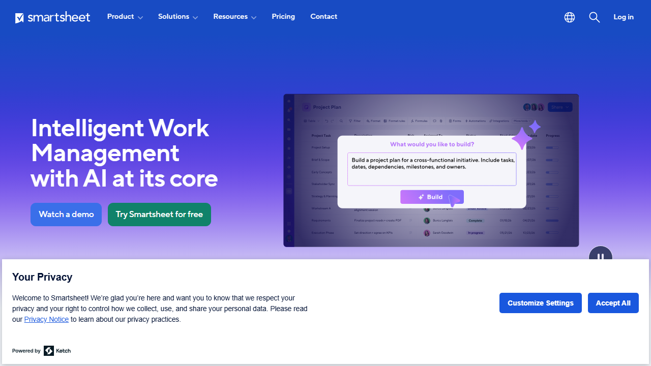 Smartsheet product preview